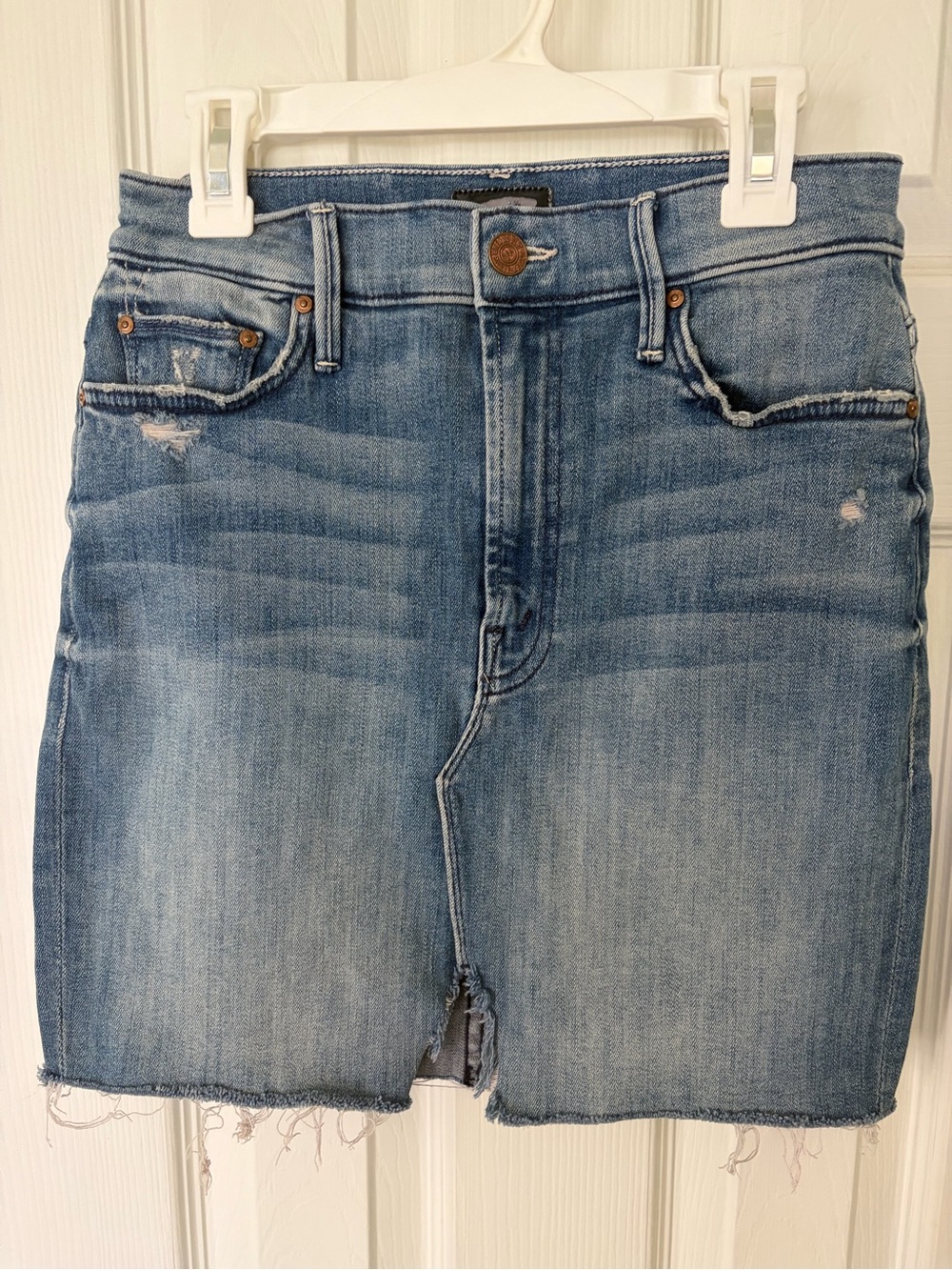 MOTHER Denim Mini Skirt – Stretch Blue Jean Skirt – Size 24
